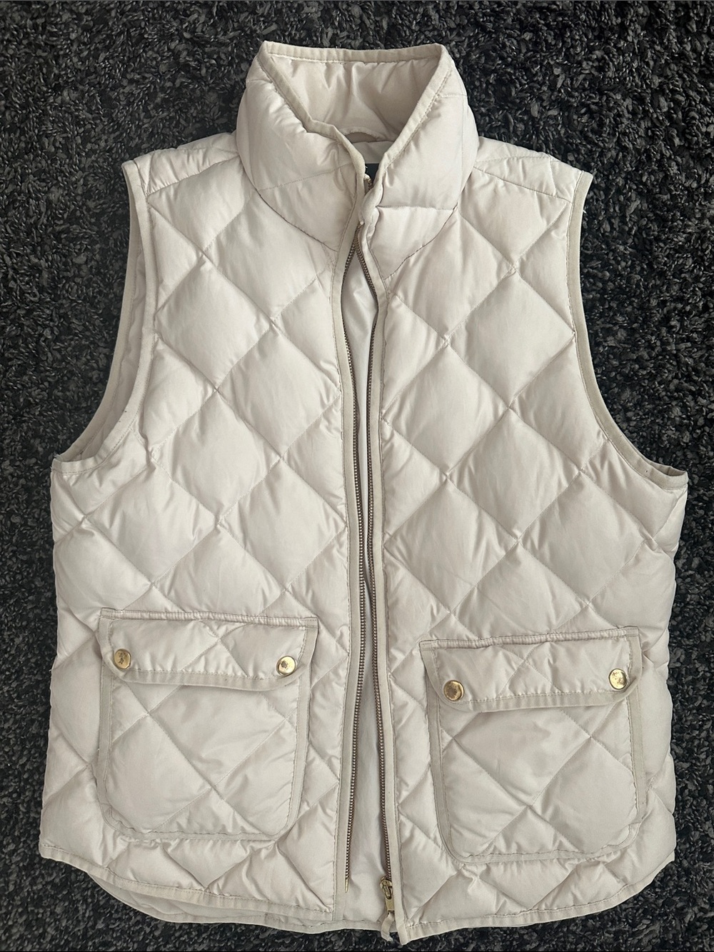 J.Crew Women's Cream Quilted Down Puffer Vest Med
